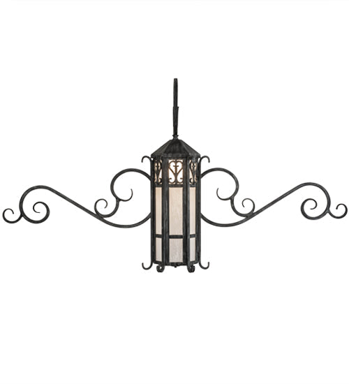 Meyda Lighting Caprice 53" Antique Copper Gate Wall Sconce With Frosted Seeded Shade Glass