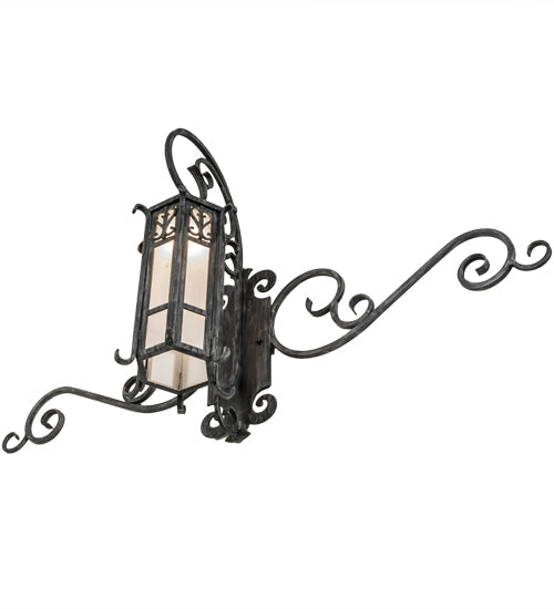 Meyda Lighting Caprice 53" Antique Copper Gate Wall Sconce With Frosted Seeded Shade Glass
