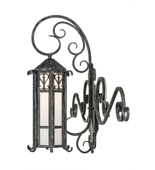 Meyda Lighting Caprice 53" Antique Copper Gate Wall Sconce With Frosted Seeded Shade Glass