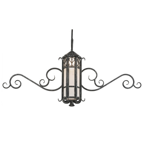 Meyda Lighting Caprice 53" Antique Copper Gate Wall Sconce With Frosted Seeded Shade Glass
