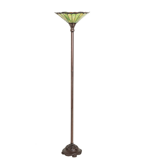 Meyda Lighting Caprice 70" Mahogany Bronze Floor Lamp With Green Shade Glass