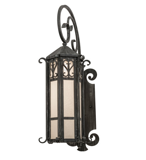 Meyda Lighting Caprice 9" Antique Iron Gate Wall Sconce With Frosted Seeded Shade Glass