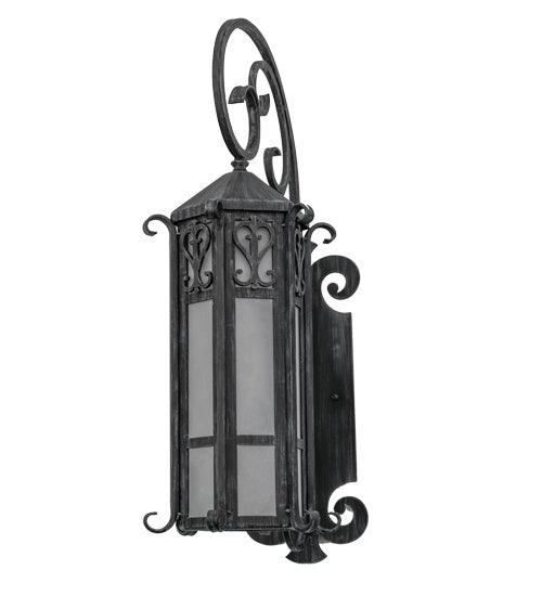 Meyda Lighting Caprice 9" Antique Iron Gate Wall Sconce With Frosted Seeded Shade Glass