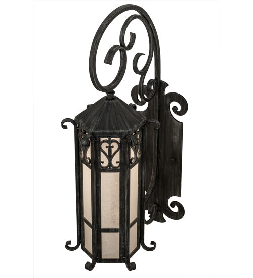 Meyda Lighting Caprice 9" Antique Iron Gate Wall Sconce With Frosted Seeded Shade Glass