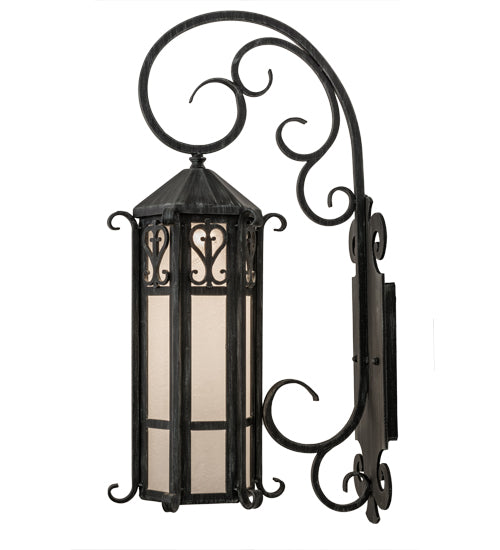 Meyda Lighting Caprice 9" Antique Iron Gate Wall Sconce With Frosted Seeded Shade Glass