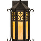 Meyda Lighting Caprice 9" Textured Black Lantern Wall Sconce With Beige Art Shade Glass