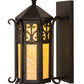 Meyda Lighting Caprice 9" Textured Black Lantern Wall Sconce With Beige Art Shade Glass