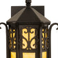Meyda Lighting Caprice 9" Textured Black Lantern Wall Sconce With Beige Art Shade Glass