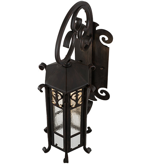 Meyda Lighting Caprice 9" Weathered Red Lantern Wall Sconce With Clear Seeded Shade Glass