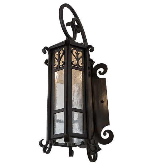 Meyda Lighting Caprice 9" Weathered Red Lantern Wall Sconce With Clear Seeded Shade Glass