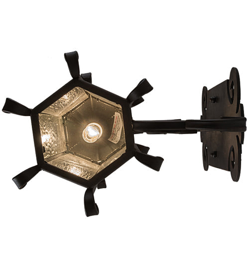Meyda Lighting Caprice 9" Weathered Red Lantern Wall Sconce With Clear Seeded Shade Glass