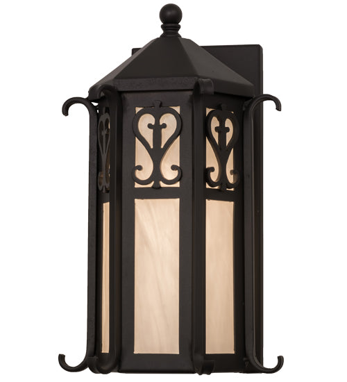 Meyda Lighting Caprice 9"W x 16"H Solar Black Wall Sconce With White Art Shade Glass