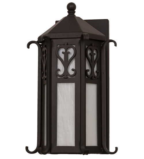 Meyda Lighting Caprice 9"W x 16"H Solar Black Wall Sconce With White Art Shade Glass