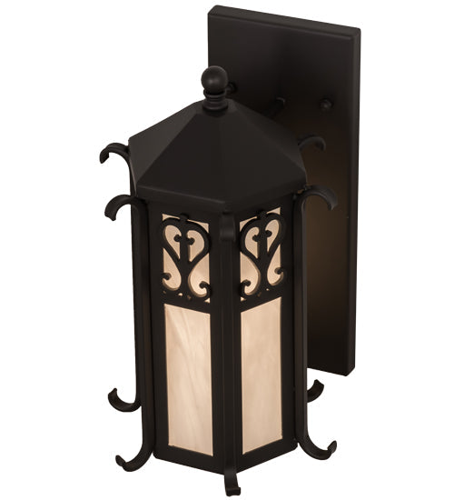 Meyda Lighting Caprice 9"W x 16"H Solar Black Wall Sconce With White Art Shade Glass