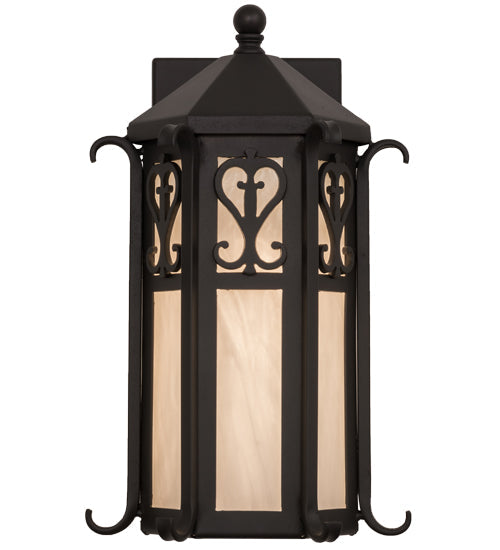 Meyda Lighting Caprice 9"W x 16"H Solar Black Wall Sconce With White Art Shade Glass