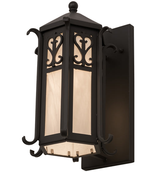 Meyda Lighting Caprice 9"W x 16"H Solar Black Wall Sconce With White Art Shade Glass