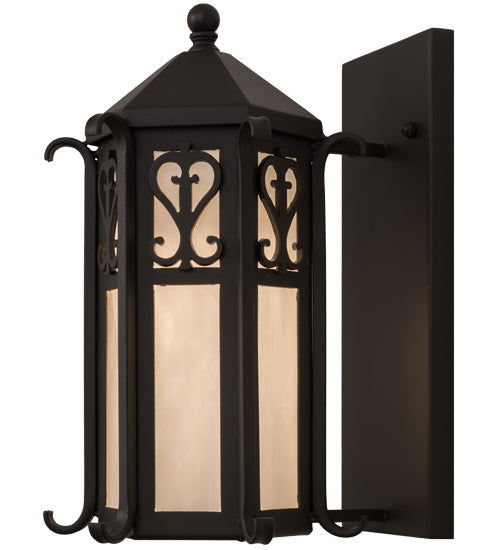 Meyda Lighting Caprice 9"W x 16"H Solar Black Wall Sconce With White Art Shade Glass
