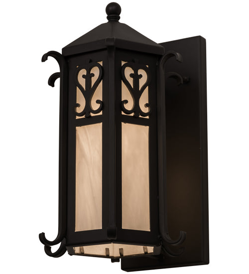 Meyda Lighting Caprice 9"W x 16"H Solar Black Wall Sconce With White Art Shade Glass