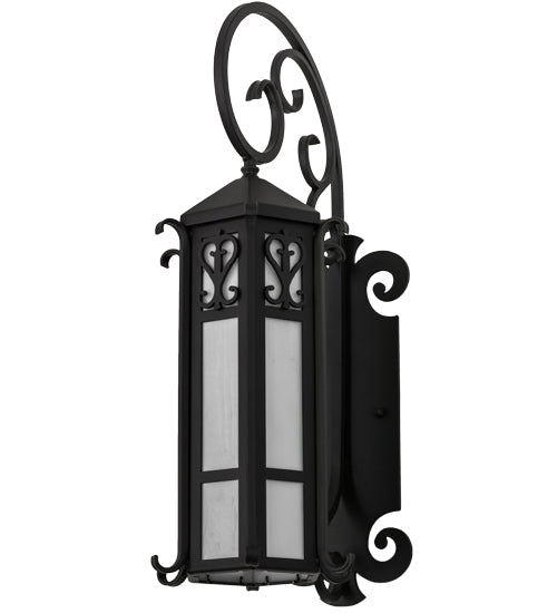 Meyda Lighting Caprice 9"W x 28"H Solar Black Wall Sconce With White Art Shade Glass