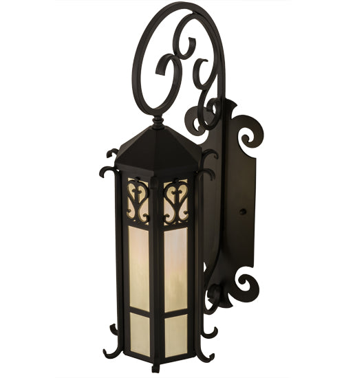 Meyda Lighting Caprice 9"W x 28"H Solar Black Wall Sconce With White Art Shade Glass