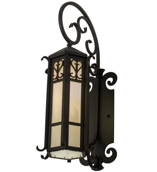 Meyda Lighting Caprice 9"W x 28"H Solar Black Wall Sconce With White Art Shade Glass