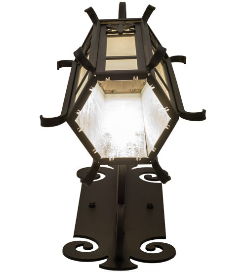 Meyda Lighting Caprice 9"W x 28"H Solar Black Wall Sconce With White Art Shade Glass