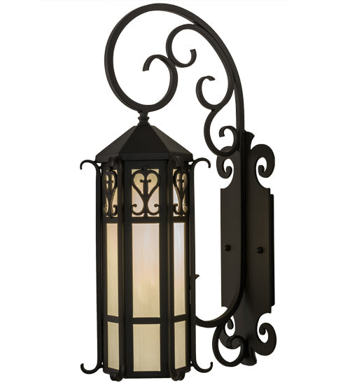 Meyda Lighting Caprice 9"W x 28"H Solar Black Wall Sconce With White Art Shade Glass