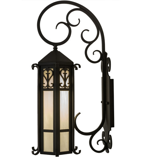 Meyda Lighting Caprice 9"W x 28"H Solar Black Wall Sconce With White Art Shade Glass