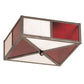 Meyda Lighting Cardenal 20" 2-Light Pewter Flush Mount Light With White & Red Shade Glass