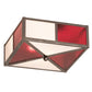 Meyda Lighting Cardenal 20" 2-Light Pewter Flush Mount Light With White & Red Shade Glass