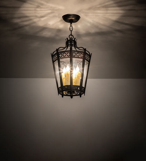 Meyda Lighting Cardiff 11" 3-Light Oxidized Steel Pendant Light With Clear Crystal Idalight Shade