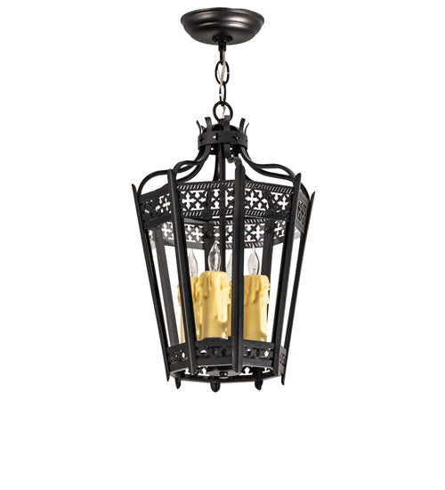Meyda Lighting Cardiff 11" 3-Light Oxidized Steel Pendant Light With Clear Crystal Idalight Shade