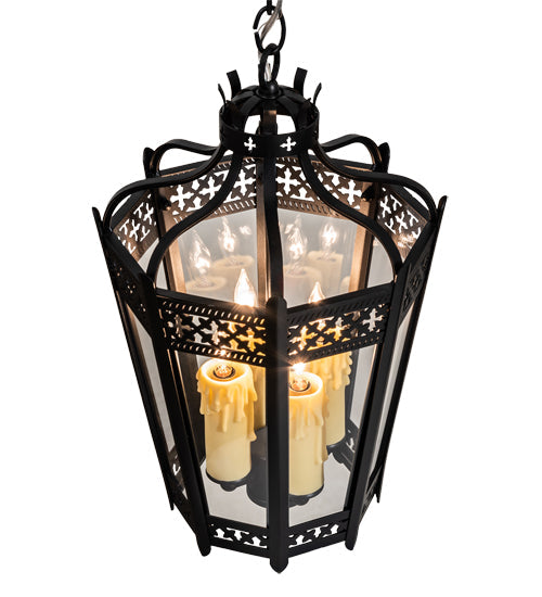 Meyda Lighting Cardiff 11" 3-Light Oxidized Steel Pendant Light With Clear Crystal Idalight Shade
