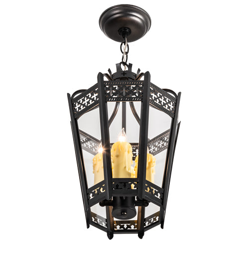 Meyda Lighting Cardiff 11" 3-Light Oxidized Steel Pendant Light With Clear Crystal Idalight Shade