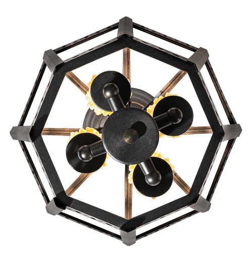 Meyda Lighting Cardiff 11" 3-Light Oxidized Steel Pendant Light With Clear Crystal Idalight Shade