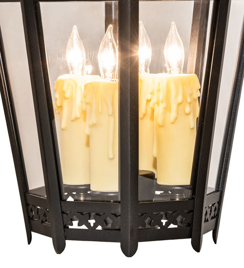 Meyda Lighting Cardiff 11" 3-Light Oxidized Steel Pendant Light With Clear Crystal Idalight Shade