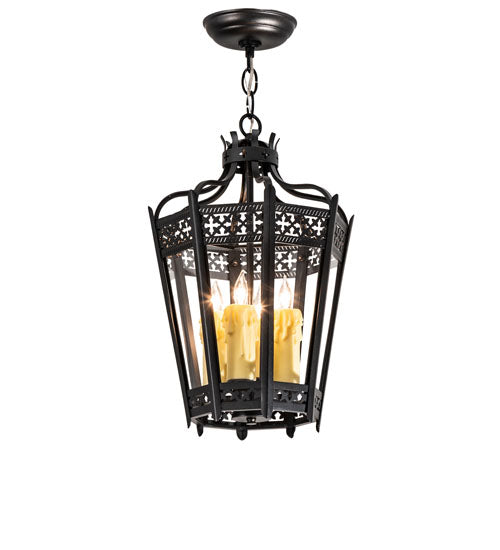 Meyda Lighting Cardiff 11" 3-Light Oxidized Steel Pendant Light With Clear Crystal Idalight Shade