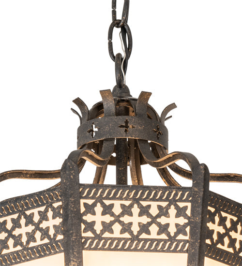 Meyda Lighting Cardiff 11" 4-Light Golden Bronze Pendant Light With Beige Sahara Taupe Idalight Shade