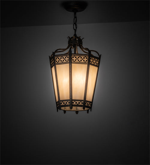 Meyda Lighting Cardiff 11" 4-Light Golden Bronze Pendant Light With Beige Sahara Taupe Idalight Shade