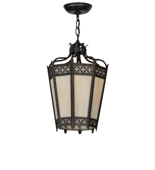 Meyda Lighting Cardiff 11" 4-Light Golden Bronze Pendant Light With Beige Sahara Taupe Idalight Shade