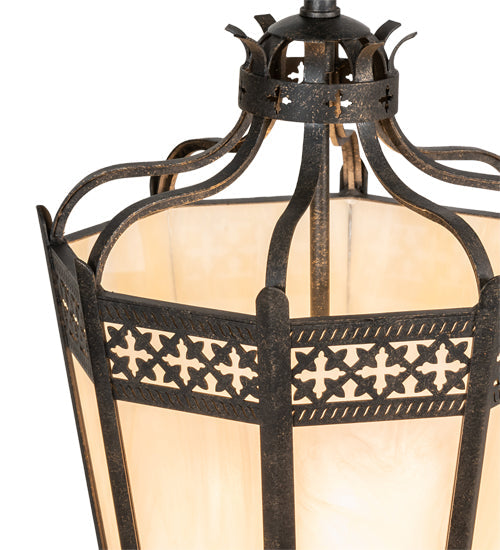 Meyda Lighting Cardiff 11" 4-Light Golden Bronze Pendant Light With Beige Sahara Taupe Idalight Shade