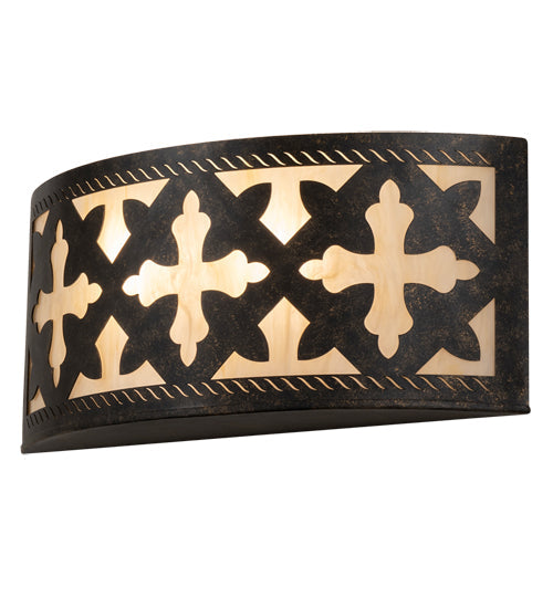 Meyda Lighting Cardiff 18" 2-Light Golden Bronze Wall Sconce With Beige Sahara Taupe Idalight Shade