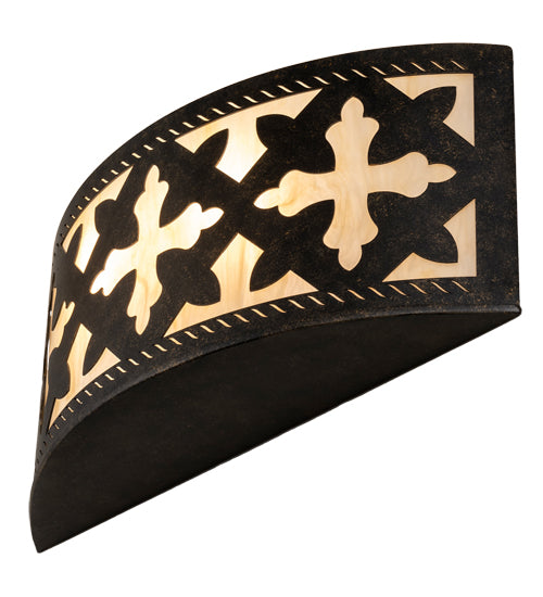 Meyda Lighting Cardiff 18" 2-Light Golden Bronze Wall Sconce With Beige Sahara Taupe Idalight Shade