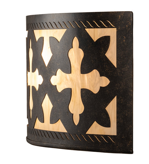 Meyda Lighting Cardiff 18" 2-Light Golden Bronze Wall Sconce With Beige Sahara Taupe Idalight Shade