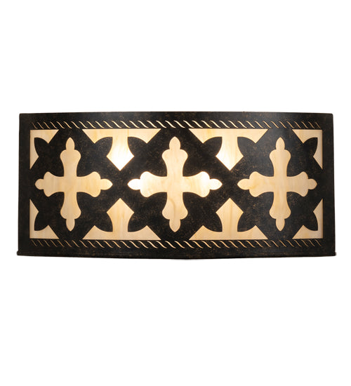 Meyda Lighting Cardiff 18" 2-Light Golden Bronze Wall Sconce With Beige Sahara Taupe Idalight Shade