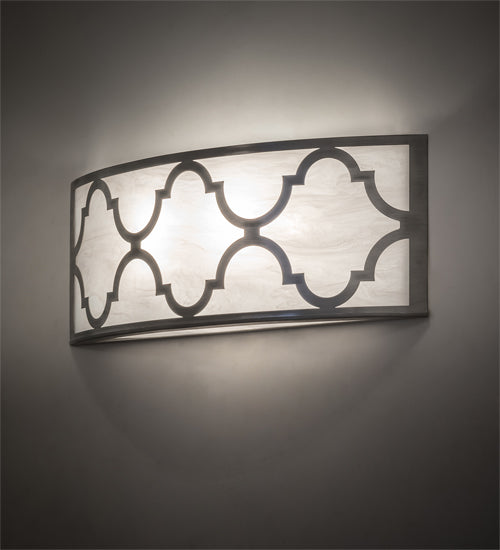 Meyda Lighting Cardiff 28" 2-Light Brushed Nickel Wall Sconce With White Angelwing Idalight Shade