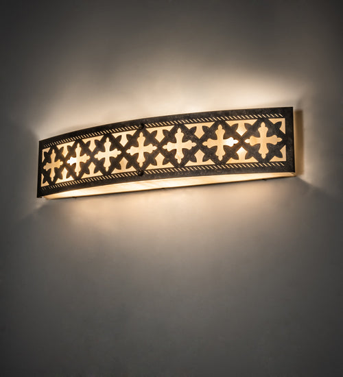 Meyda Lighting Cardiff 28" 4-Light Golden Bronze Wall Sconce With Beige Sahara Taupe Idalight Shade