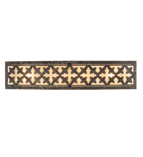 Meyda Lighting Cardiff 28" 4-Light Golden Bronze Wall Sconce With Beige Sahara Taupe Idalight Shade