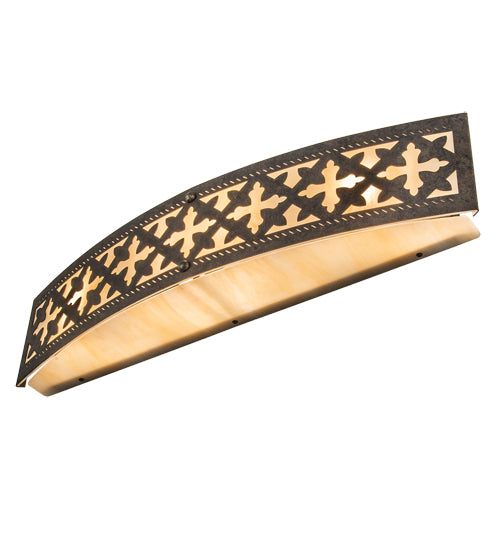 Meyda Lighting Cardiff 28" 4-Light Golden Bronze Wall Sconce With Beige Sahara Taupe Idalight Shade