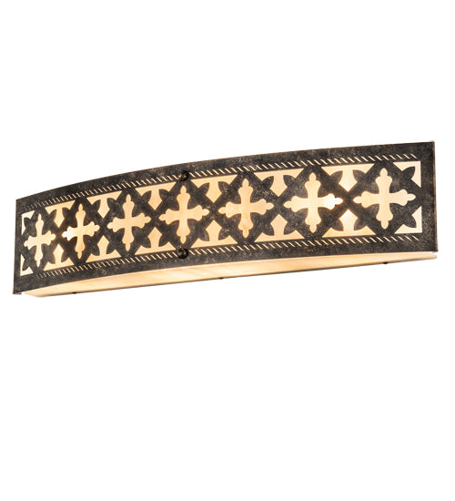 Meyda Lighting Cardiff 28" 4-Light Golden Bronze Wall Sconce With Beige Sahara Taupe Idalight Shade